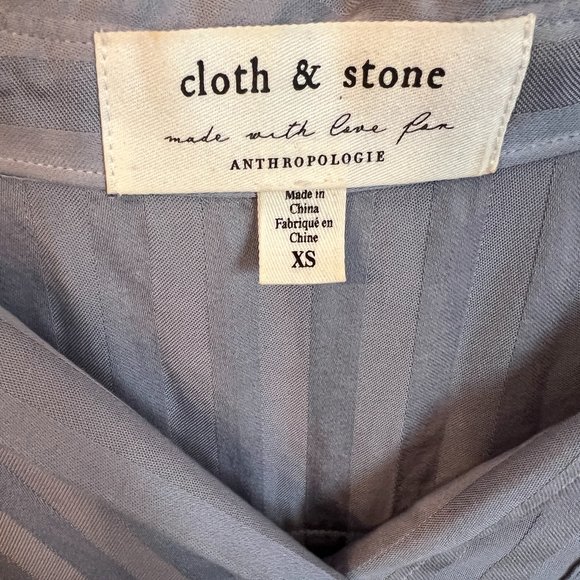 cloth & stone Grey Button Down Striped Shirt with Pocket - Picture 2 of 5